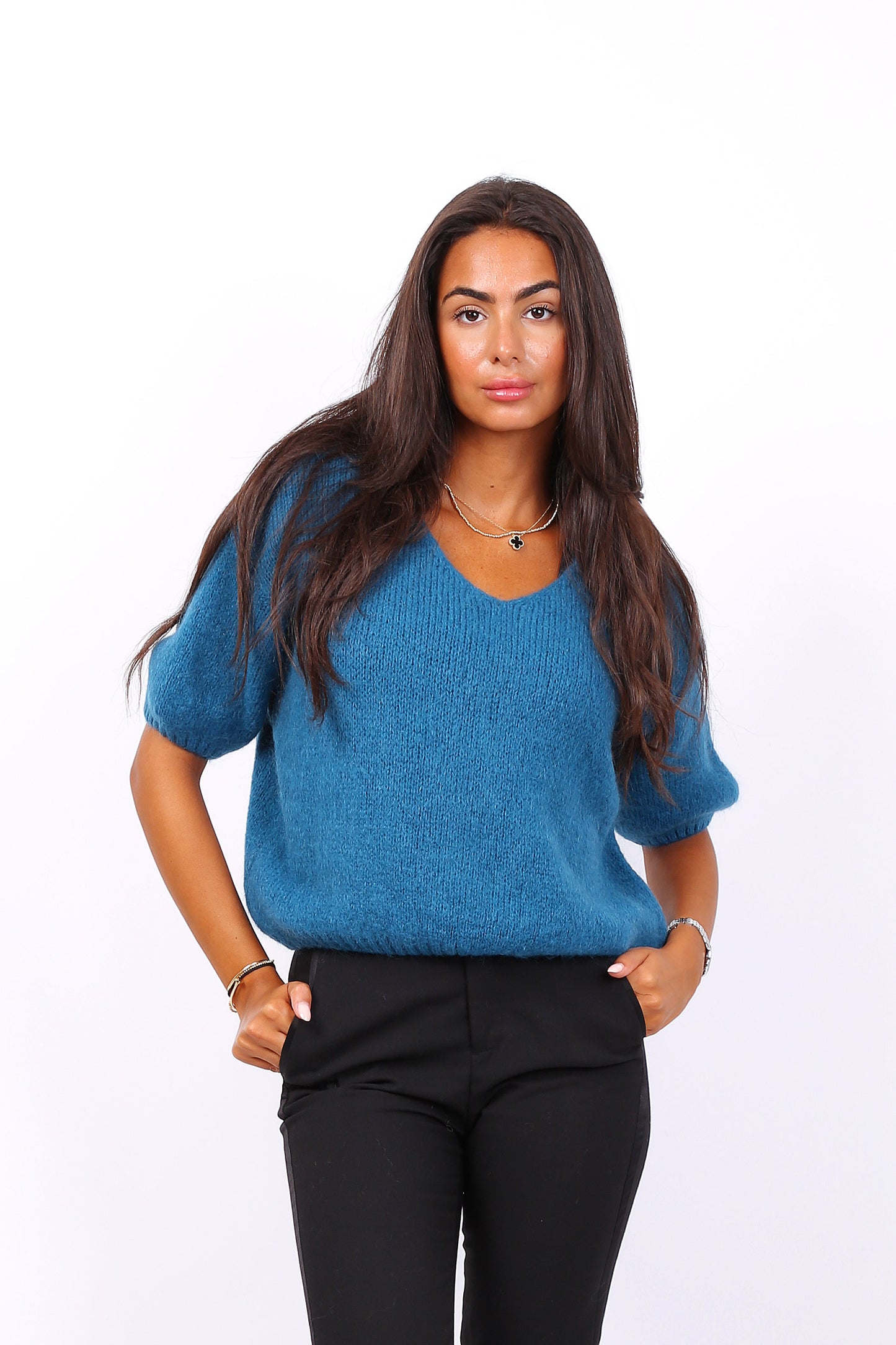 Trui kid mohair | Duck blue