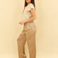 Broek met zijdelook en elastische taille Letizia | Camel