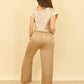 Broek met zijdelook en elastische taille Letizia | Camel