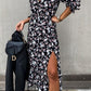 Lange flower jurk Jolie | Zwart