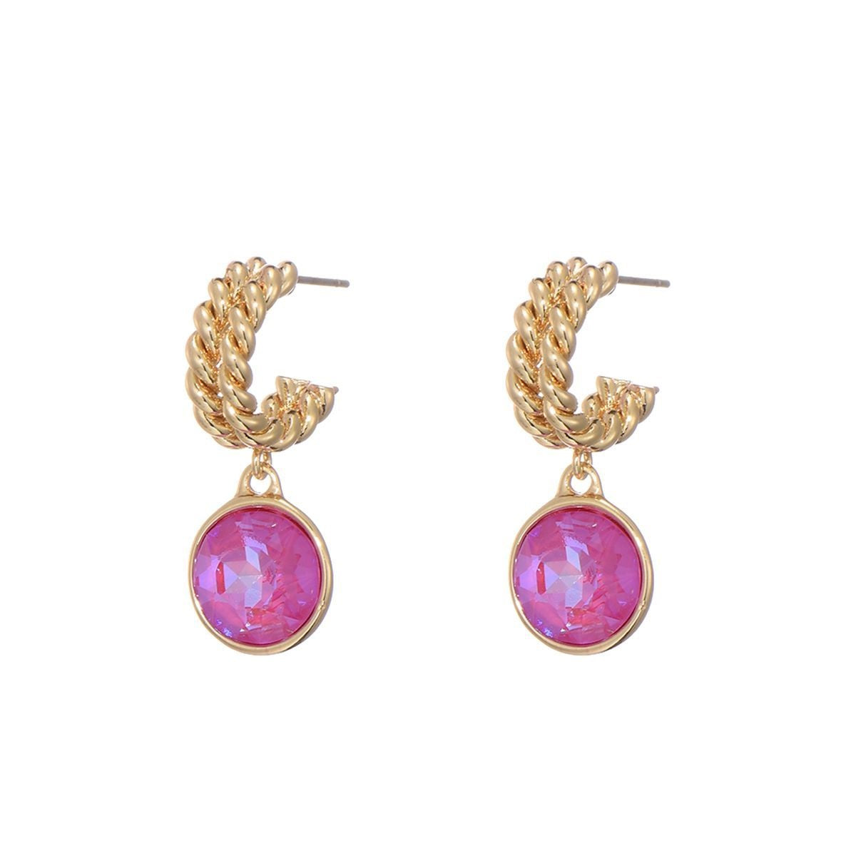 Oorbellen kristal | Fuchsia