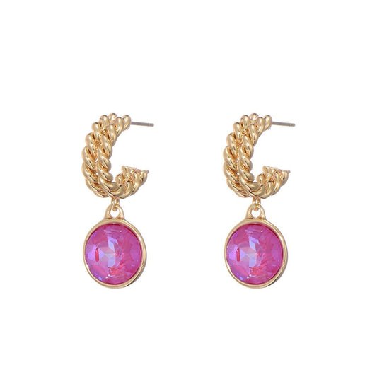 Oorbellen kristal | Fuchsia