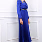 Lange plissé jurk | blauw