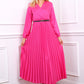 Lange plissé jurk | Fuchsia