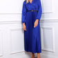 Lange plissé jurk | blauw