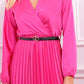 Lange plissé jurk | Fuchsia
