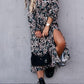 Lange flower jurk Jolie | Zwart/blauw