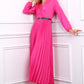 Lange plissé jurk | Fuchsia