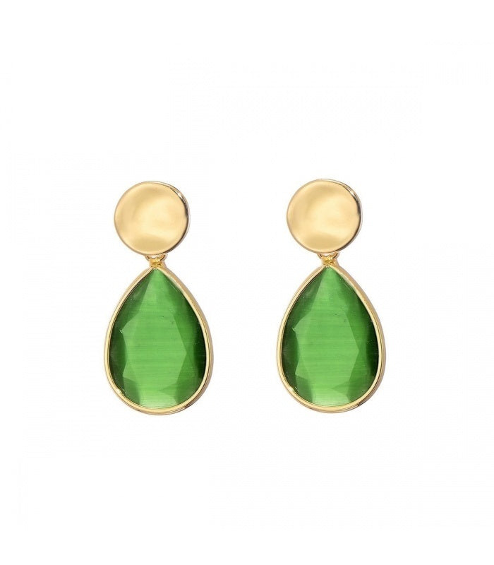 Oorbellen cat's eye stone drop | groen