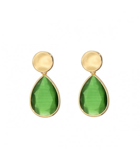 Oorbellen cat's eye stone drop | groen