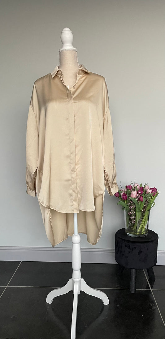 Satijnen blouse jurk | Goud