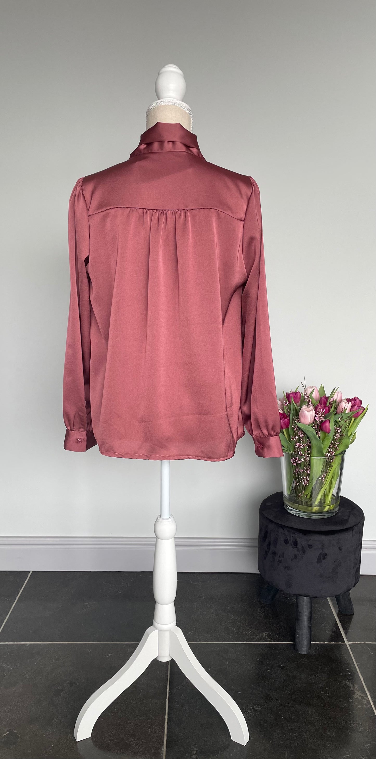 Blouse met strik | oud roze