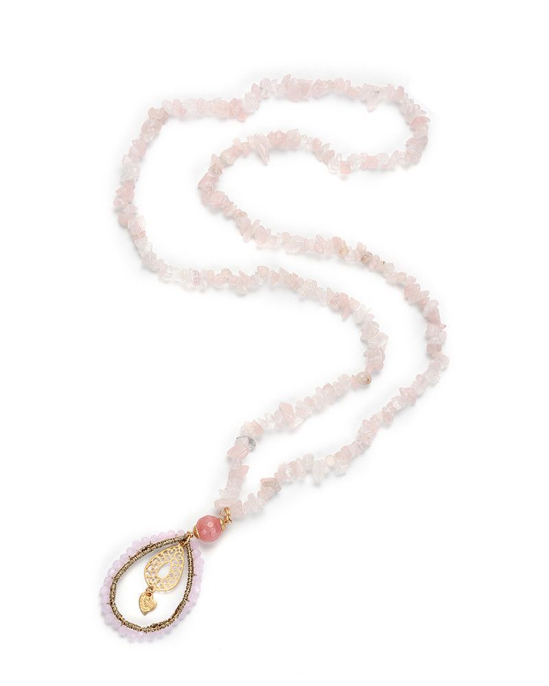 Ketting met glaskralen | roze