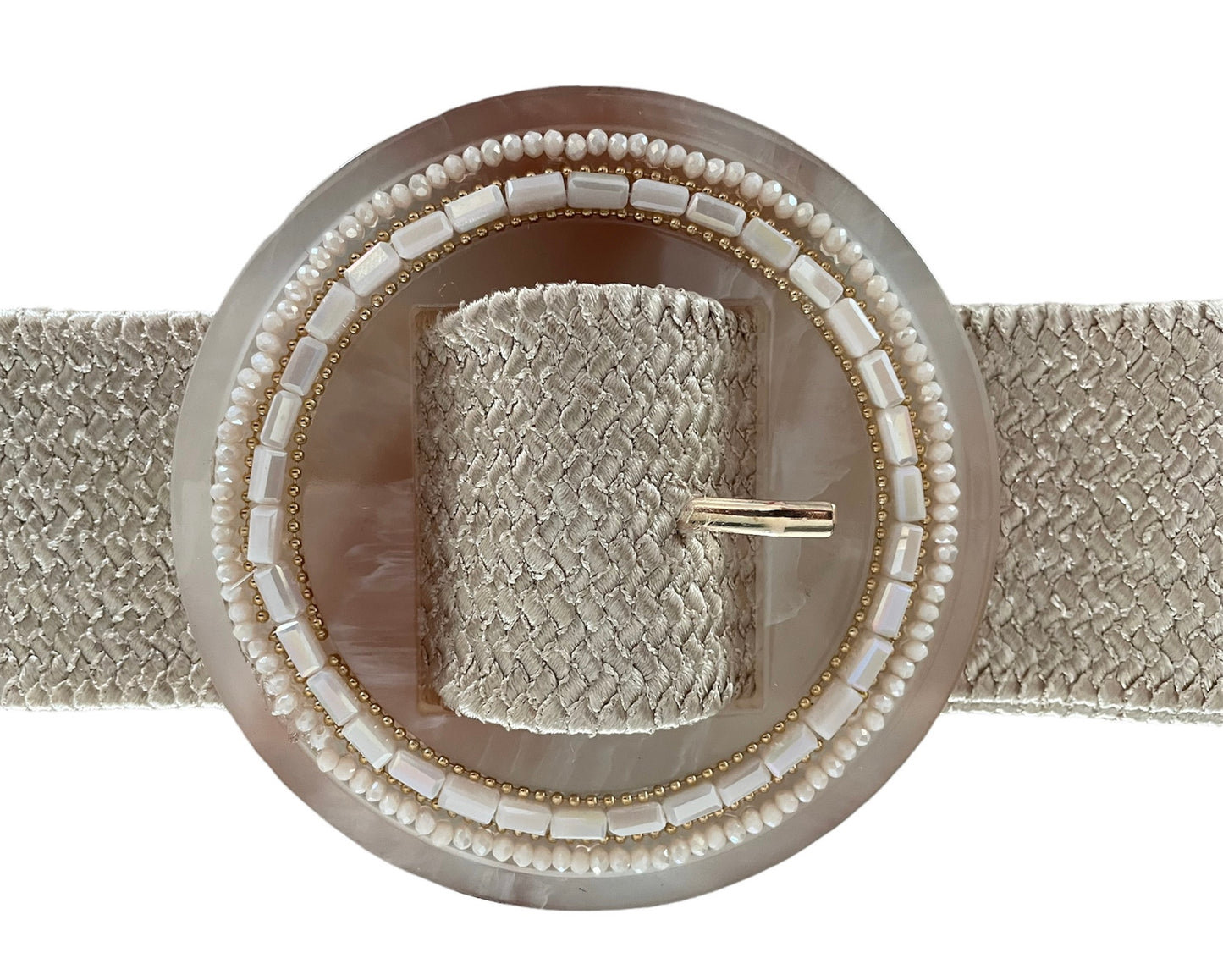 Raffia riem | Parelmoer