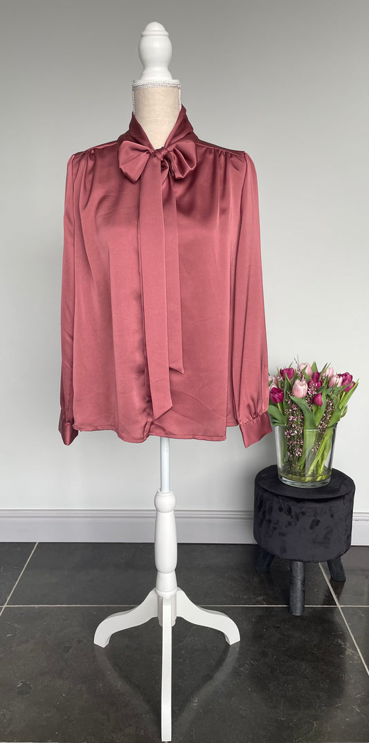 Blouse met strik | oud roze