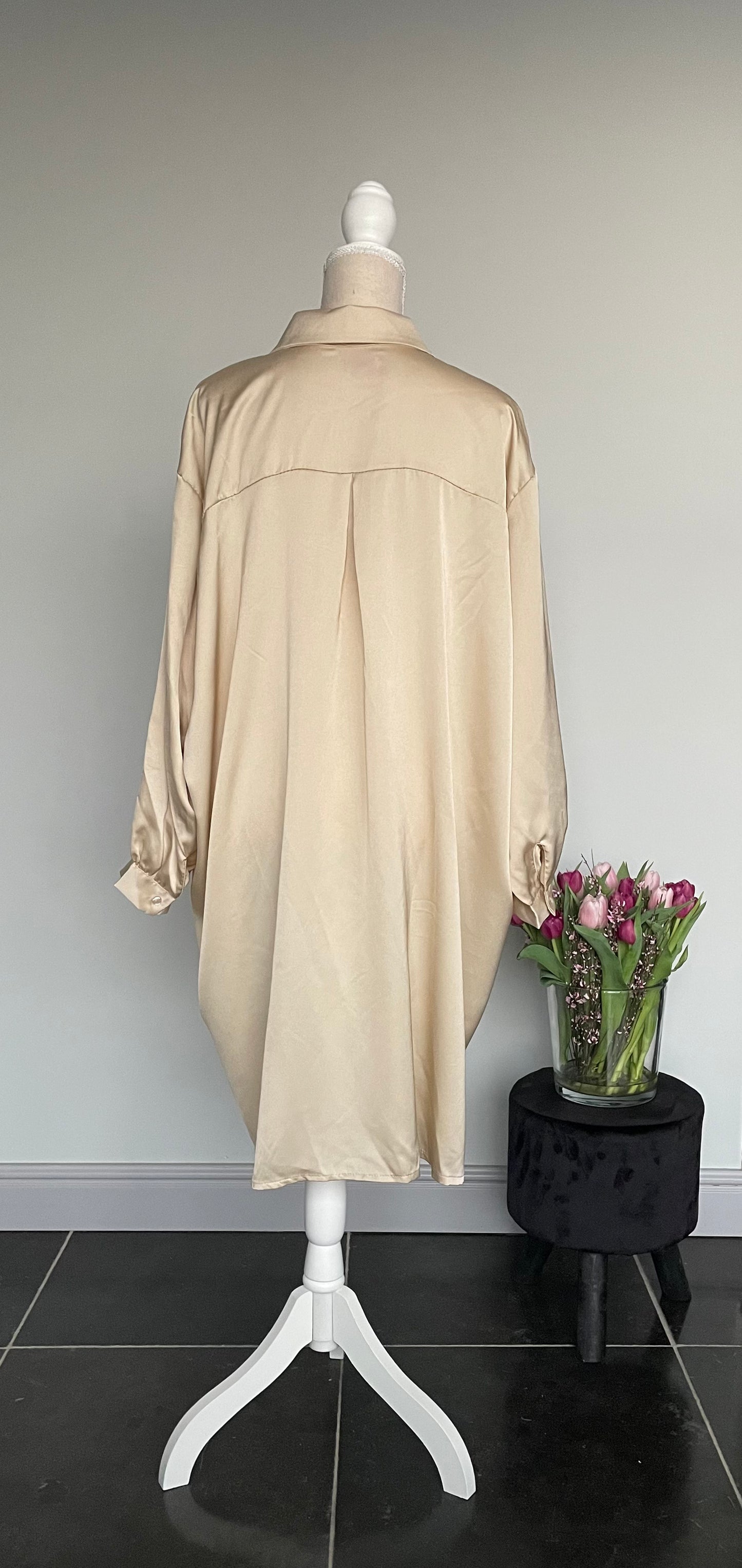 Satijnen blouse jurk | Goud