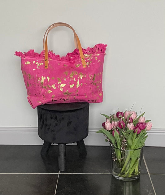 Strandtas metallic | roze